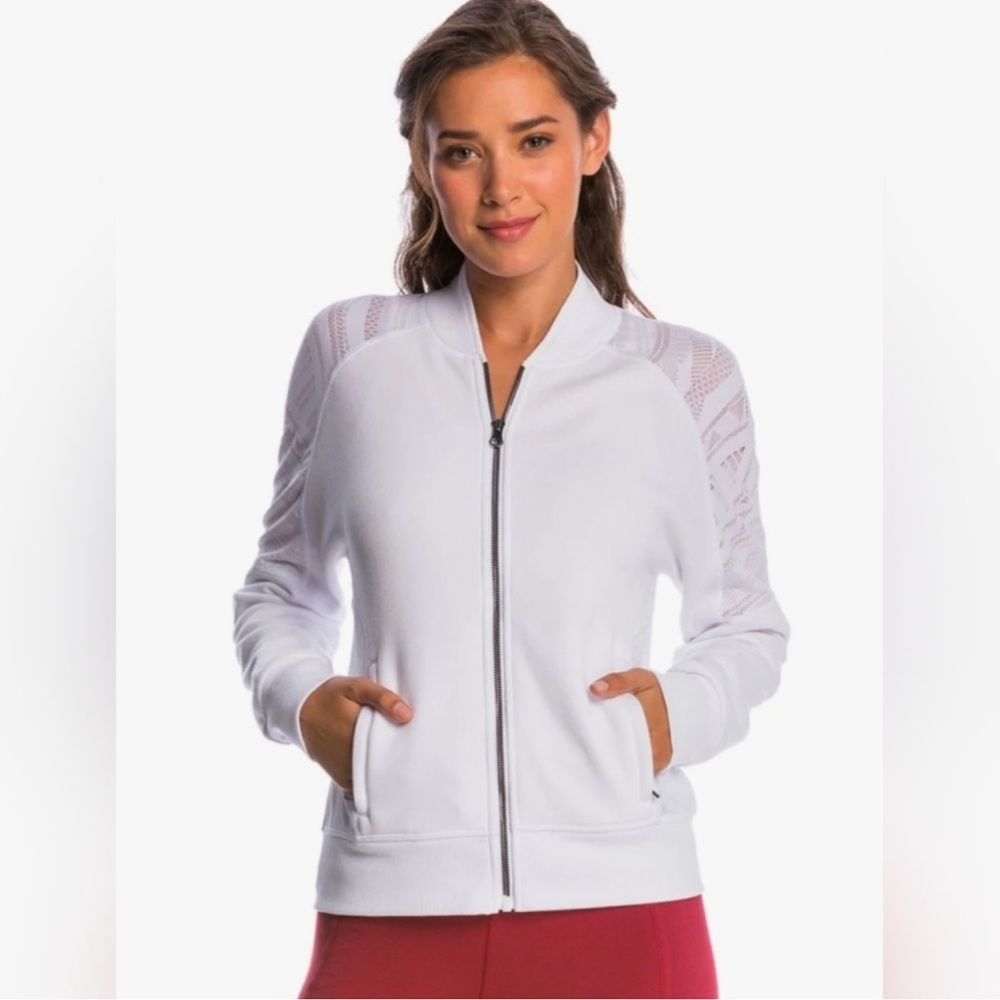 ALO White Tempt Lace Yoke Bomber Jacket small